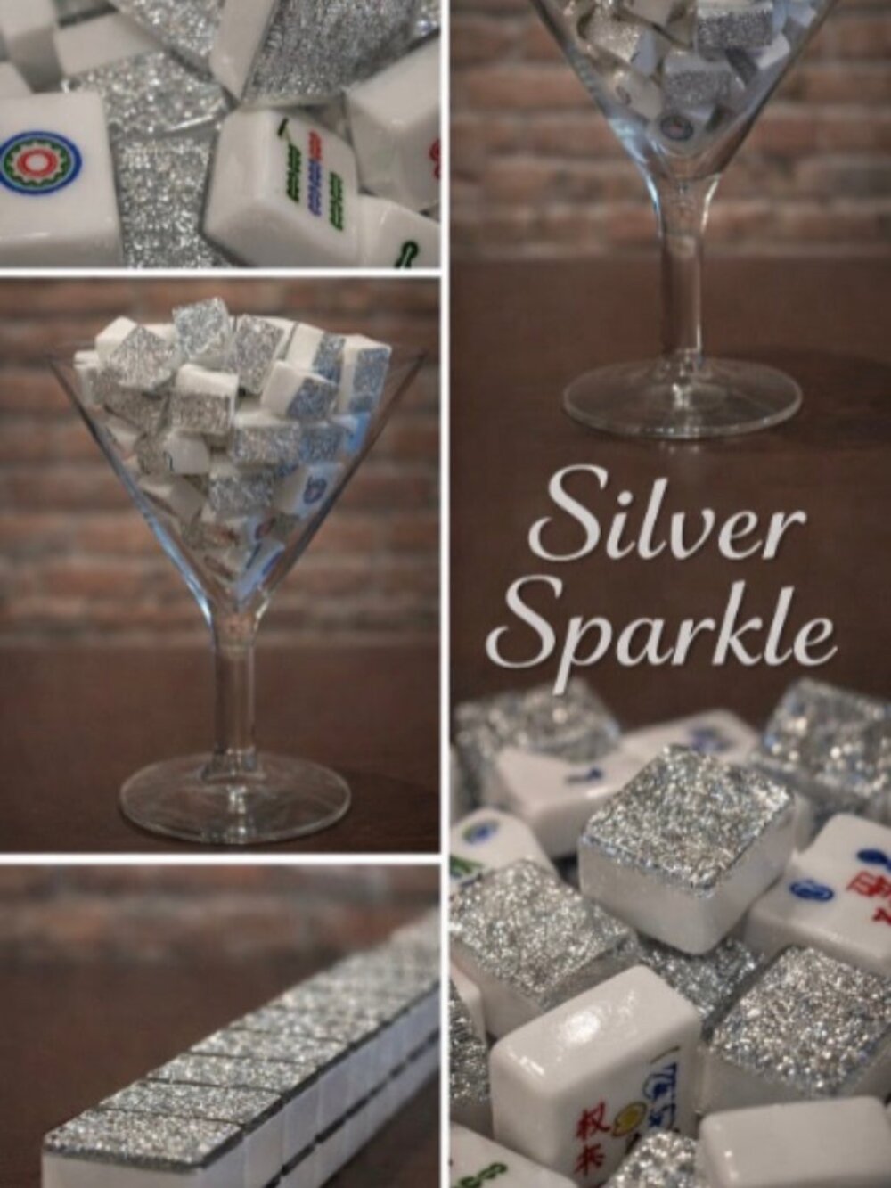 Automatic Mah Jongg Tiles Designer Series - Silver Sparkle (36MM)